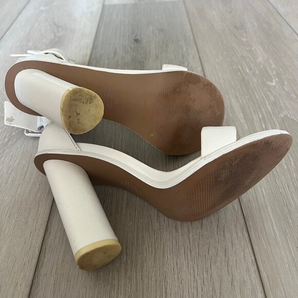 Alias Mae 'Ami' Women's 37 / US 6 Ankle Wrap Buckle High Heel White Leather - Picture 7 of 9